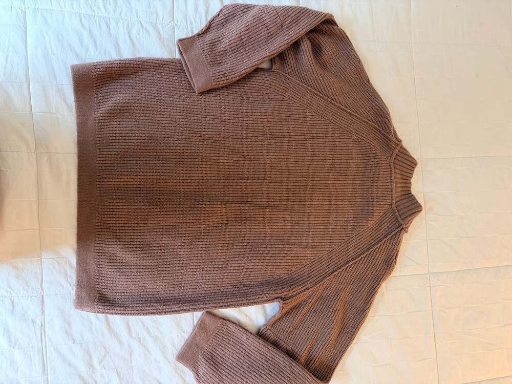 Free People Brown Ribbed Mock Neck Sweater Size M - Picture 6 of 6